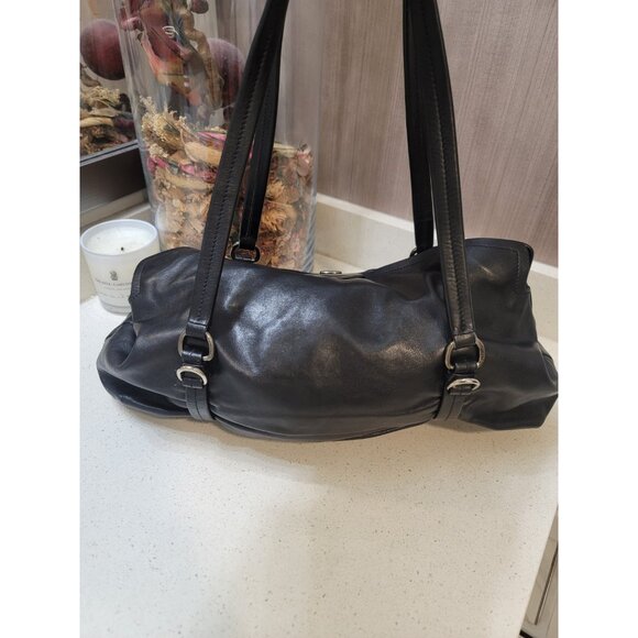 PRADA Milano Italy Black Tessuto-Vitelli Push-lock Easy Shoulder Bag Vintage - Picture 3 of 13